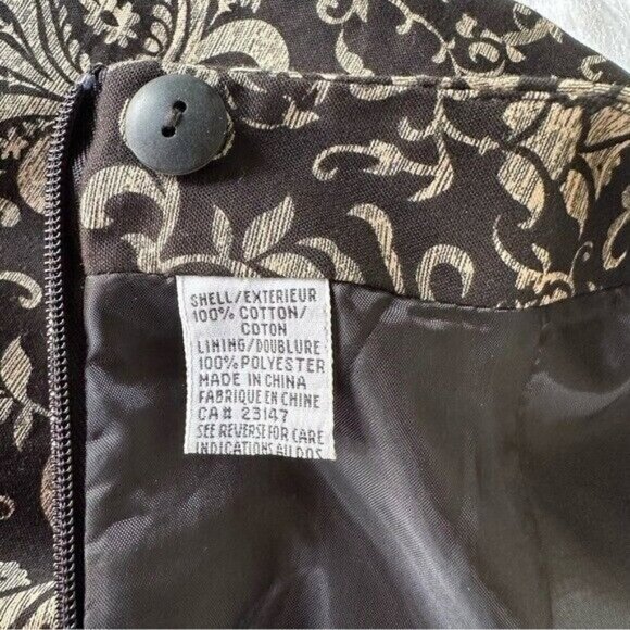 Talbots Skirt Black Tan Floral Cocktail Party Business Casual Preppy Academia 8 - Picture 6 of 8